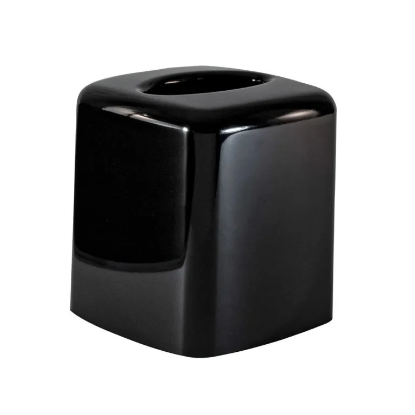 Picture of Boutique Laquer Flat Tissue Box Cover w/ Open bottom and Round Edges Black