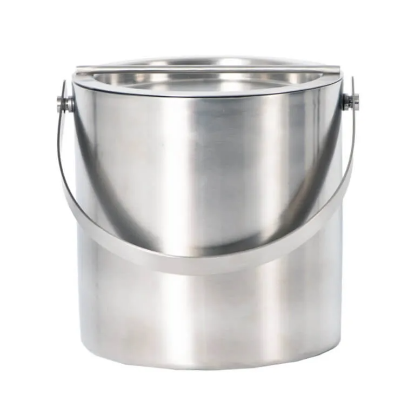 Picture of Brushed Stainless Steel  3 Qt Double Metal wall Ice bucket w/ Bar Lid and Handle