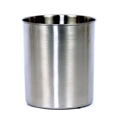 Picture of Brushed Stainless Steel 8 Qt Round Wastebasket w/ Rim