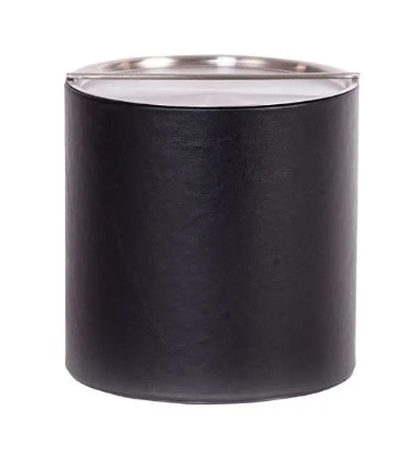 Picture of Leather  3 Qt Round w/Brushed Chrome Metal Bar and Built In Insulating Liner