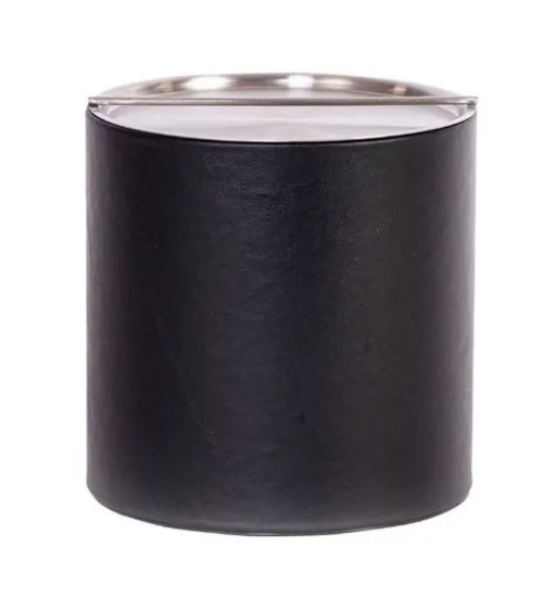 Picture of Leather  3 Qt Round w/Brushed Chrome Metal Bar and Built In Insulating Liner  