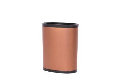 Picture of  Leather 13 Qt Oval Metal Wrapped Wastebasket w/ Top And Bottom Bumpers Copper 