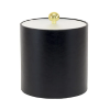 Picture of Leather 3 Qt Round Ice Bucket  w/  Flat Acrylic Lid, Metal Ball Knob and Built In Insulating Liner