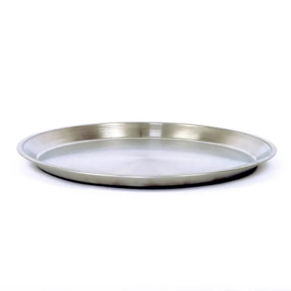 Picture of Round Brushed  Metal Tray w/ Wide Edge and Spill Proof Rim