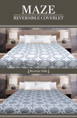 Picture of Marigold Maze Reversible Coverlet White/Grey 
