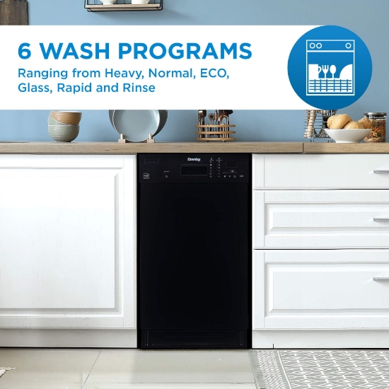 Picture of Danby Dishwasher Built-in dishwasher Electronic controls SS interior 6 wash programs 4 wash temperatures 52dBA