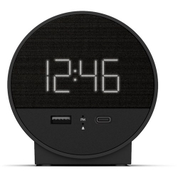 Picture of NonStop Station O Small round Alarm clock w/Dual USB charge Black