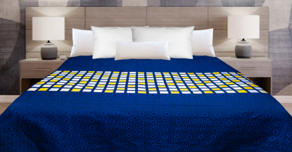 Picture of Marigold Stained Glass Coverlet – Navy/Gold Tones