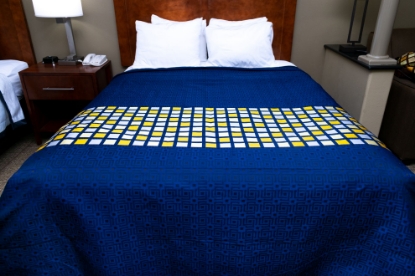 Picture of Marigold Stained Glass Coverlet Navy/Gold Tones King