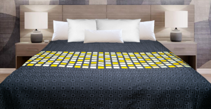 Picture of Marigold Stained Glass Coverlet – Grey/Gold Tones