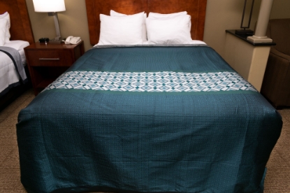 Picture of Marigold Rhombus Reversible Coverlet Teal/Grey Full XL