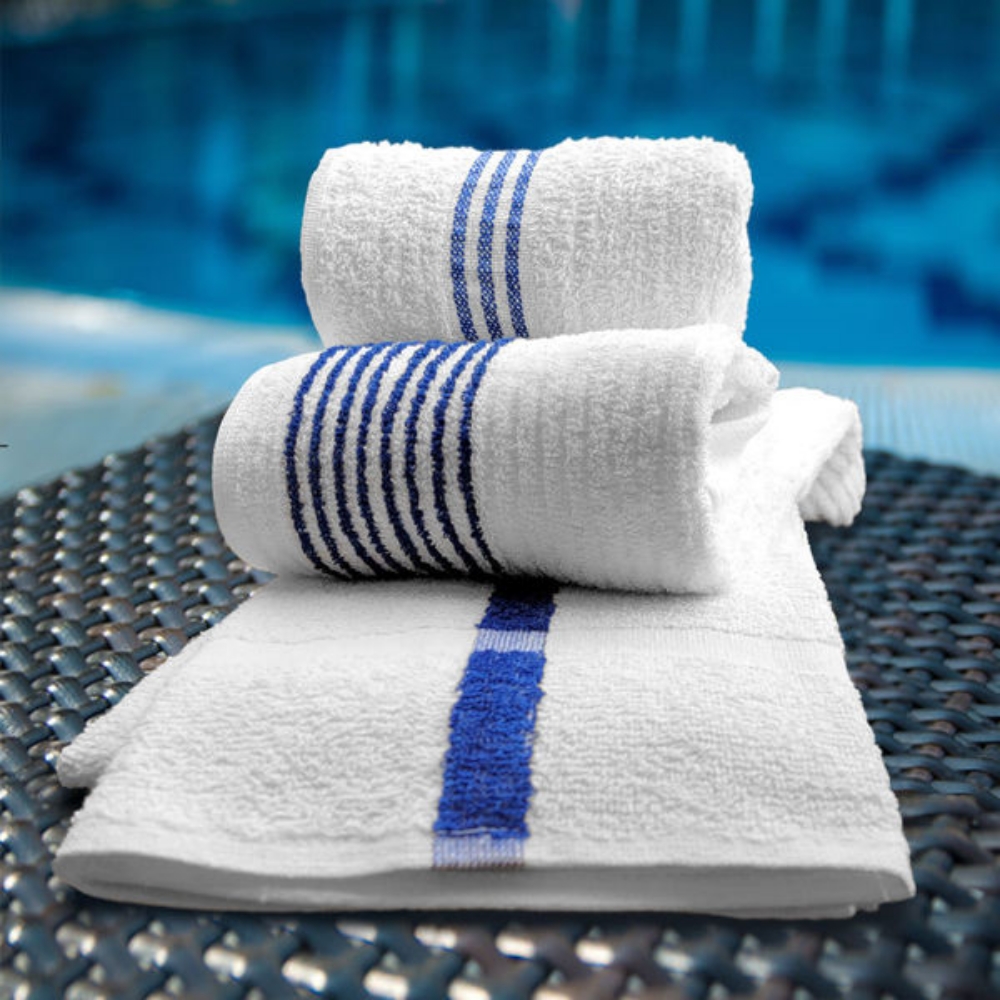 Picture of Economy Pool Towel – Blue Center Stripe, 24x48, Lightweight and Durable