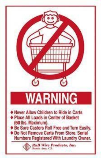 Picture of Wire Laundry Carts Wall Mounted Warning Sign - English