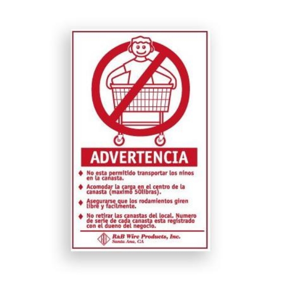 Picture of Wire Laundry Carts Wall Mounted Warning Sign - Spanish