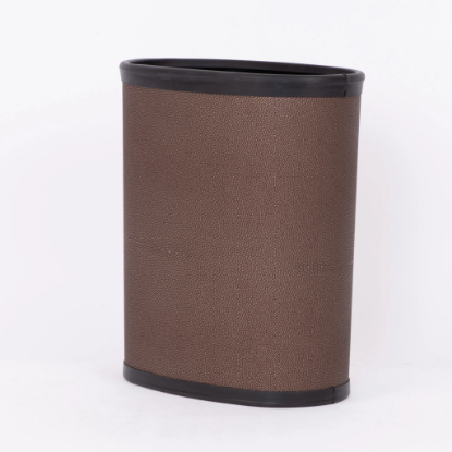 Picture of Leather 14 Qt Oval Plastic Wrapped Wastebasket w/ Top and Bottom Bumpers Tekno(Shine FInish)