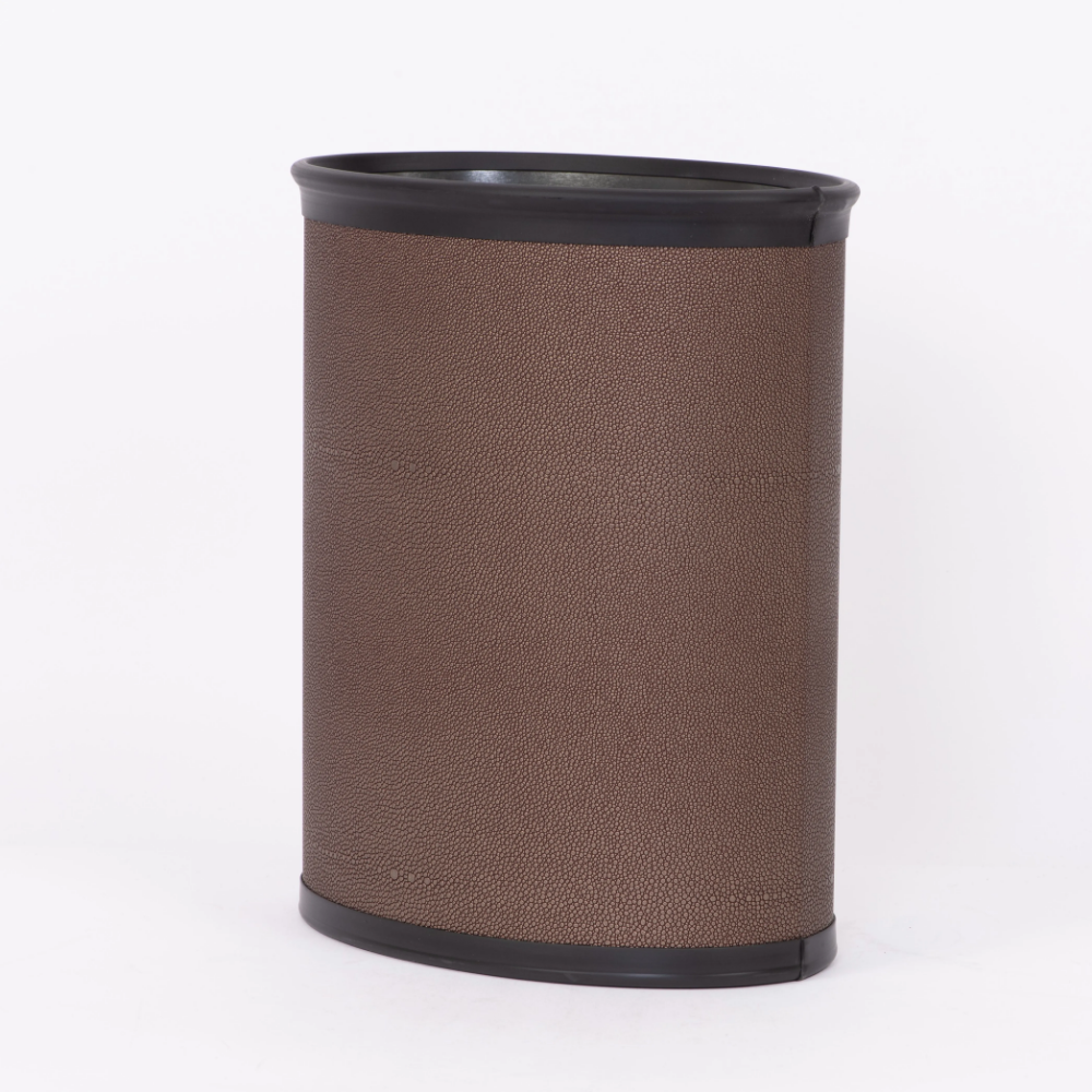 Picture of Leather 13 Qt Oval Plastic Wrapped Wastebasket w/ Top and Bottom Bumpers Tekno(Shine FInish)