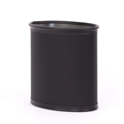 Picture of Leather 8 Qt Oval Plastic Wrapped Wastebasket w/ Top and Bottom Bumpers Tekno(Shine FInish)