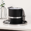 Picture of Leather 3 Qt Round Ice Bucket w/ Vinyl Lid, Metal Knob and Built In Insulating Liner