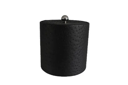 Picture of Leather 3 Qt Round Ice Bucket w/ Vinyl Lid Metal Ball Knobor wood Knob and Built In Insulating Liner Brilliant