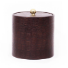 Picture of Leather 2 Qt Round Ice Bucket w/ Vinyl Lid Metal Ball Knobor wood Knob and Built In Insulating Liner Brilliant