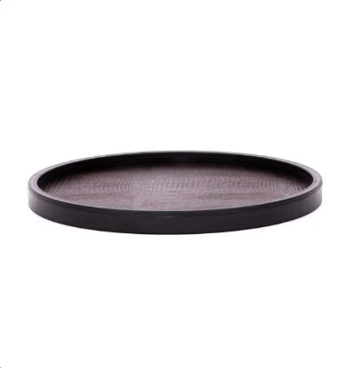 Picture of Leather Round Tray w/  Spill Proof Plastic Rim Brilliant