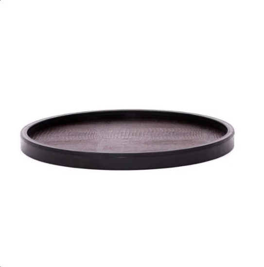 Picture of Leather Round Tray w/  Spill Proof Plastic Rim Brilliant 