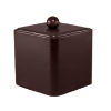 Picture of Leather 3 Qt Square Ice Bucket w/ Vinyl Lid, Wood Knob and Built In Insulating Liner