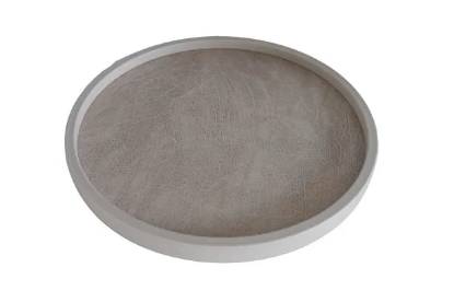 Picture of Leather  Round Tray w/ Built In Plastic Spill Proof Rim