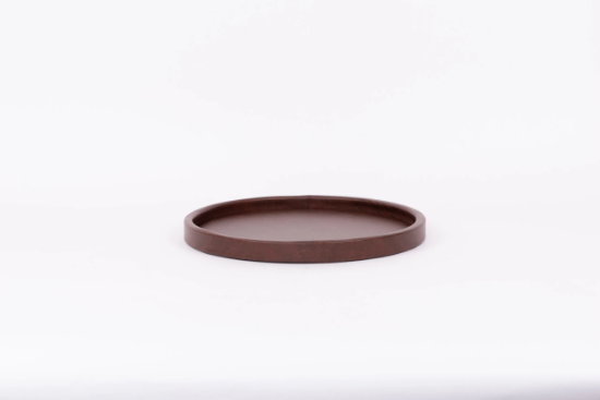 Picture of Leather  Round Tray w/ Leather  Spill Proof Rim