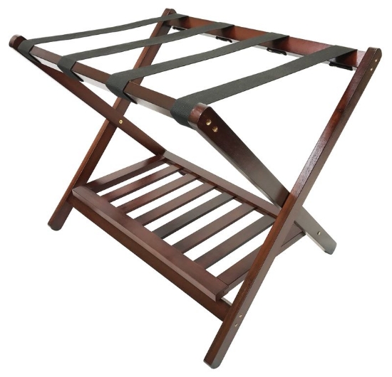 Picture of Standard Wooden Luggage Rack with Shoeshelf; Walnut 4/cs