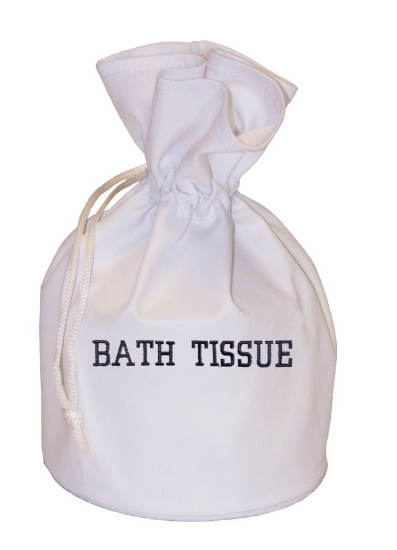 Picture of Bath Tissue Bag; Black With White Embroidery 100/cs