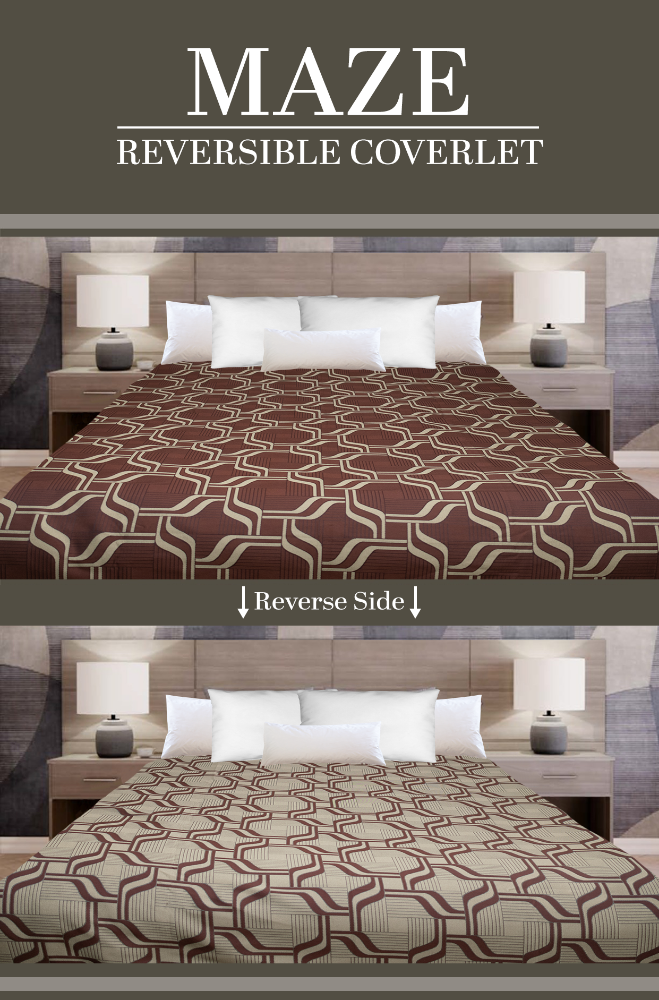 Picture of Marigold Maze Reversible Coverlet – Brown/Beige