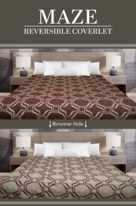 Picture of Marigold Maze Reversible Coverlet Brown/Beige 