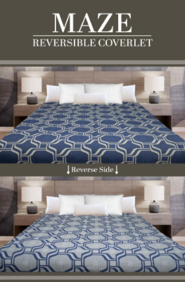 Picture of Marigold Maze Reversible Coverlet – Navy/Grey