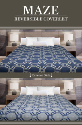 Picture of Marigold Maze Reversible Coverlet Navy/Grey 