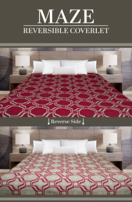 Picture of Marigold Maze Reversible Coverlet Red/Beige