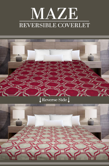 Picture of Marigold Maze Reversible Coverlet – Red/Beige