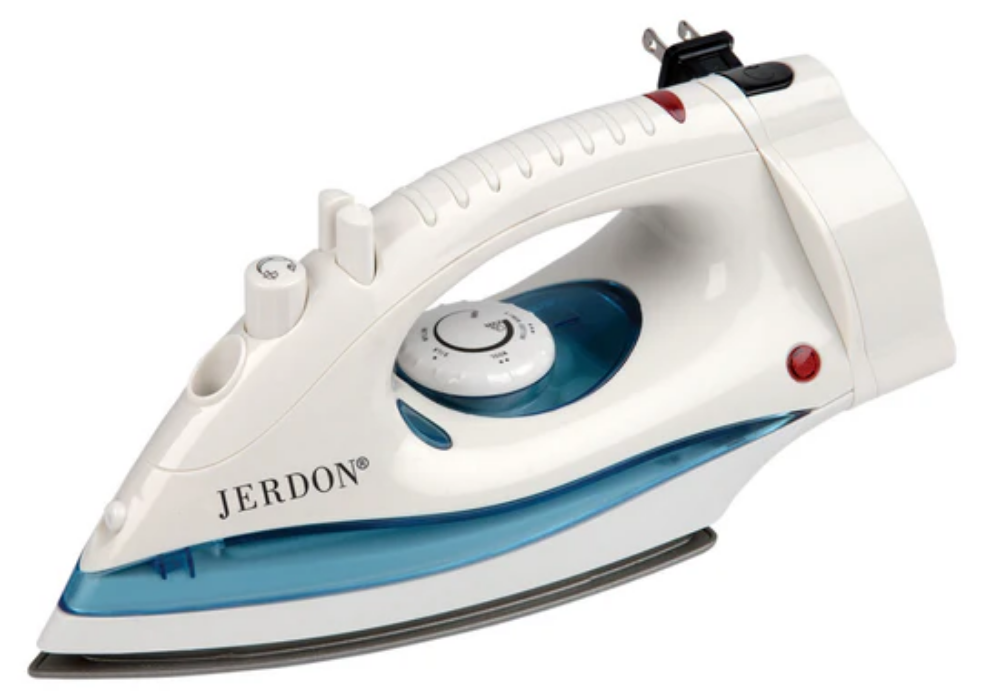 Picture of J913W Jerdon Non-Stick Iron Retractable Power Cord White Mid Size Dual Auto Off 7' Cord 6/Case