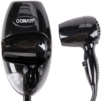 Picture of Conair 134BW Mini Turbo Black Wall Mount Hair Dryer with Nightlight - 1600W