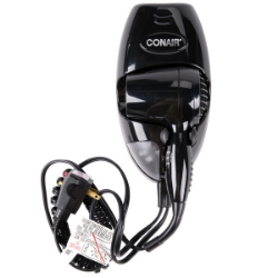 Picture of Conair 134BW Mini Turbo Black Wall Mount Hair Dryer with Nightlight - 1600W