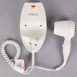 Picture of Conair 136W Mini Turbo White Wall Mount Direct Wire Hair Dryer with Nightlight - 1600W