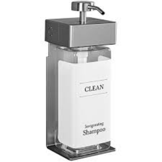 Picture of SOLera Dispenser One Chamber Rectangular bottle is 440ml Satin Silver – Standard White Labels