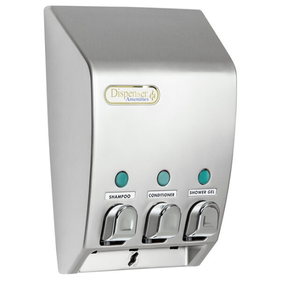 Picture of Classic Dispenser Three Chamber, Satin Silver w/ Chrome Button