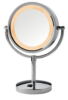 Picture of Jerdon Style Lightied table Top Mirrors 8.5", 5X-1X  Lighted Table Top Mirror, Chrome, Height 15", AC Outlet on Base HL745CO