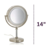 Picture of Jerdon Style Lightied table Top Mirrors 8", 6X-1X  Lighted Table Top Mirror, Nickel, Height 14" HL856MNC