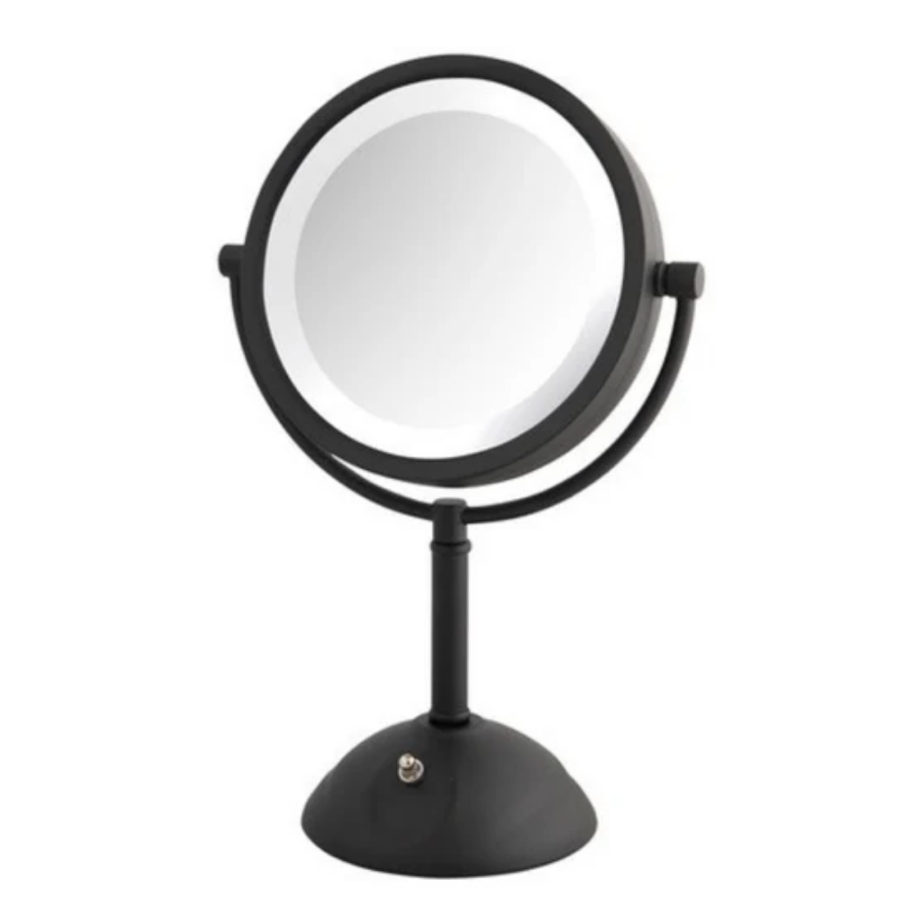 Picture of Jerdon Style Lightied table Top Mirrors 8.5", 8X-1X LED Lighted Table Top Mirror, Black, Height 16" HL8808BKL