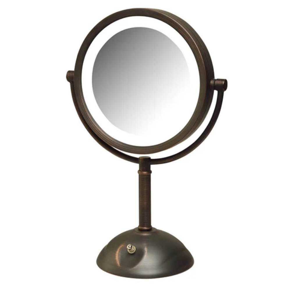 Picture of Jerdon Style Lightied table Top Mirrors 8.5", 8X-1X LED Lighted Table Top Mirror, Bronze, Height 16" HL8808BZL