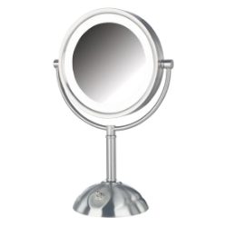 Picture of Jerdon Style Lightied table Top Mirrors 8.5", 8X-1X LED Lighted Table Top Mirror, Chrome, Height 16" HL8808CL