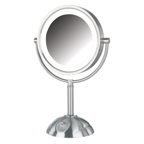 Picture of Jerdon Style Lightied table Top Mirrors 8.5", 8X-1X LED Lighted Table Top Mirror, Chrome, Height 16" HL8808CL