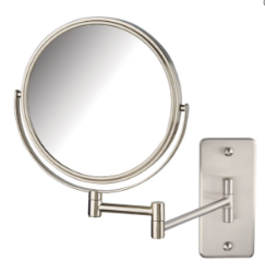 Picture of Jerdon Style NON-Lighted Wall Mount Mirrors  8", 5X-1X Wall Mount Mirror, Double Arm, Nickel, Oversize Mounting Base JP7506MNT